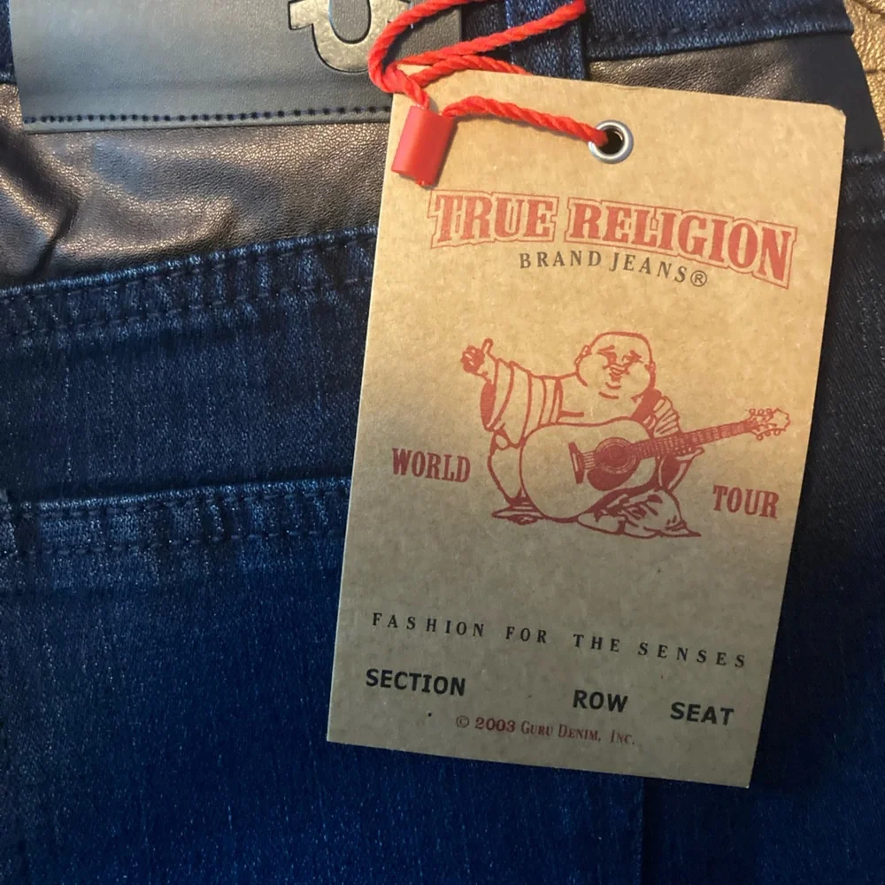 True Religion NWT SZ 27 blue denim micro mini skirt